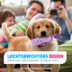 Golden-Retriever-Welpe mit lila Spielzeug; Text 'LEICHTGEWICHTIGES DESIGN' und 'NICHT FÜR AGGRESSIVE KAUER'