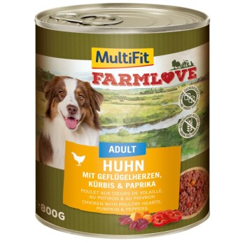 MultiFit Farmlove Adult Huhn, Geflügelherzen 6×800 kg