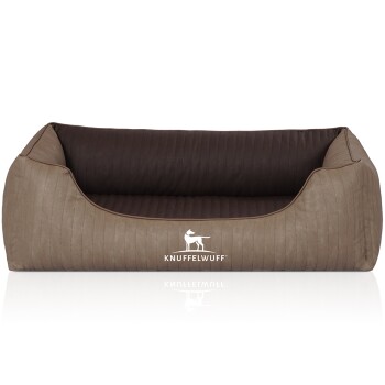 Orthopädisches Hundebett Outlander aus laser-gestepptem Kunstleder braun M-L