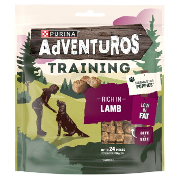 Purina Adventuros Training dog treats pouch — Rich in Lamb; Low in Fat; Suitable for Puppies; bite-size