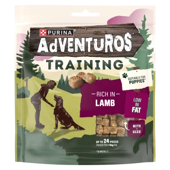 Purina Adventuros Training dog treats pouch — Rich in Lamb; Low in Fat; Suitable for Puppies; bite-size