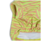 Haustierhemd mit neongrünen und pfirsichfarbenen Zebrastripes, mit elastischen und genähten Details.