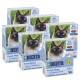 Fünf blaue Boxen von Bozita Fresh Menu Katzenfutter, mit einem Katzenfoto und Etiketten, die "89% tierischen Ursprungs" und "Freilebende Rentiere" angeben.