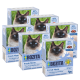 Fünf blaue Boxen von Bozita Fresh Menu Katzenfutter, mit einem Katzenfoto und Etiketten, die "89% tierischen Ursprungs" und "Freilebende Rentiere" angeben.
