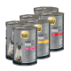 Dosen Select Gold Adult Pure Katzennahrung in Pferd-, Huhn- und Rindergeschmack mit Siamkatzenbild auf dem Etikett.