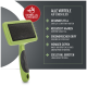 Grüne Tierpflegebürste mit Metallborsten, die gesundes Fell, reduzierte Haarentfernung, ergonomischen Griff und Langlebigkeit fördert.