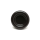 Eine glänzende schwarze Haustierfutterschüssel, von oben betrachtet, mit einem glatten, runden Design und einem leicht erhöhten Rand.