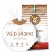 Tüte "Valp Digest" Welpenfutter für empfindliche Verdauung, mit Symbolen für Verdauungsunterstützung, glutenfrei, hypoallergen und Lamm.