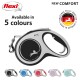 Flexi dog leash in black and gray, labeled "NEW COMFORT," available in 5 colors. Features a clip and a silhouette of a dog.
