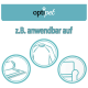 Bild zeigt das "optipet"-Logo und den Text "z.B. anwendbar auf" mit drei Symbolen, die Anwendungen auf einer Decke, Kleidung und Möbeln veranschaulichen.