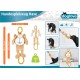 Ein verspieltes Hundespielzeug in Form eines Kaninchens, mit einem strukturierten Körper und buntem Seil. Das Spielzeug ist 18 cm hoch und wiegt 200 g.