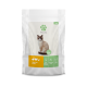 Verpackung für Katzenfutter mit einer hellen Katze auf der Vorderseite, beschriftet mit 'Felicita' und 'Huhn, Pute & Gans' sowie 'Erwachsene' oben.