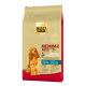 Hundfutterbeutel mit einem goldenen Cocker Spaniel, beschriftet "Select Gold Medium Adult Sensitive" mit Lachs- und Kartoffelzutaten.