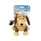 Toy Story Slinky Dog plush rope pet toy — brown/tan Slinky with black nose; packaging shows Toy Story logo, Buzz and Woody.