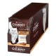 Purina Gourmet 'A la Carte' Verpackungsdisplay mit Bild einer weißen langhaarigen Katze und sichtbarer GOURMET-Kennzeichnung