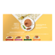 Weißer Teller mit rundem GOURMET Gold Katzenfutter-Pâté, einer Portion mit Löffel und Basilikum auf gelbem Hintergrund, mit goldener Gabel und Produkttext.