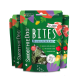 Drei grüne SmoothieDog Bites Beutel, gefriergetrocknete 'Lamm' Hundesnacks; Etikett zeigt 'Gefriergetrockneter Snack' und 'FREEZE DRIED'.