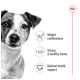 Dog food advertisement highlighting benefits: weight maintenance, strong & healthy bones, and optimal health support.