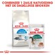Royal Canin huisdiervoeding verpakking met 'Home Life Indoor 7+' droogvoer en 'Instinctive 7+' natvoer, met een kattenafbeelding en Nederlandse tekst.