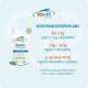 Dog FIT WHITE dental plus Beutel (veganes Siegel) neben einer Dosierempfehlungs-Tabelle mit Titel 'DOSIERUNGSEMPFEHLUNG', die 'Bis 2 kg', '2 kg–10 kg', 'Je weitere 10 kg' aufführt.
