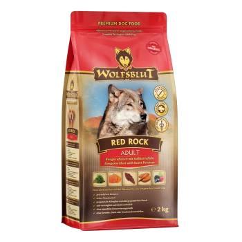 Wolfsblut Red Rock Adult Hundefutterbeutel mit Wolfsbild, Kängurufleisch & Süßkartoffeln, 2 kg