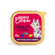 Pochette de nourriture pour chat Edgard Cooper présentant une illustration ludique d'un chat, étiquetée "Poulet et Dinde", 85g, pour chats seniors.