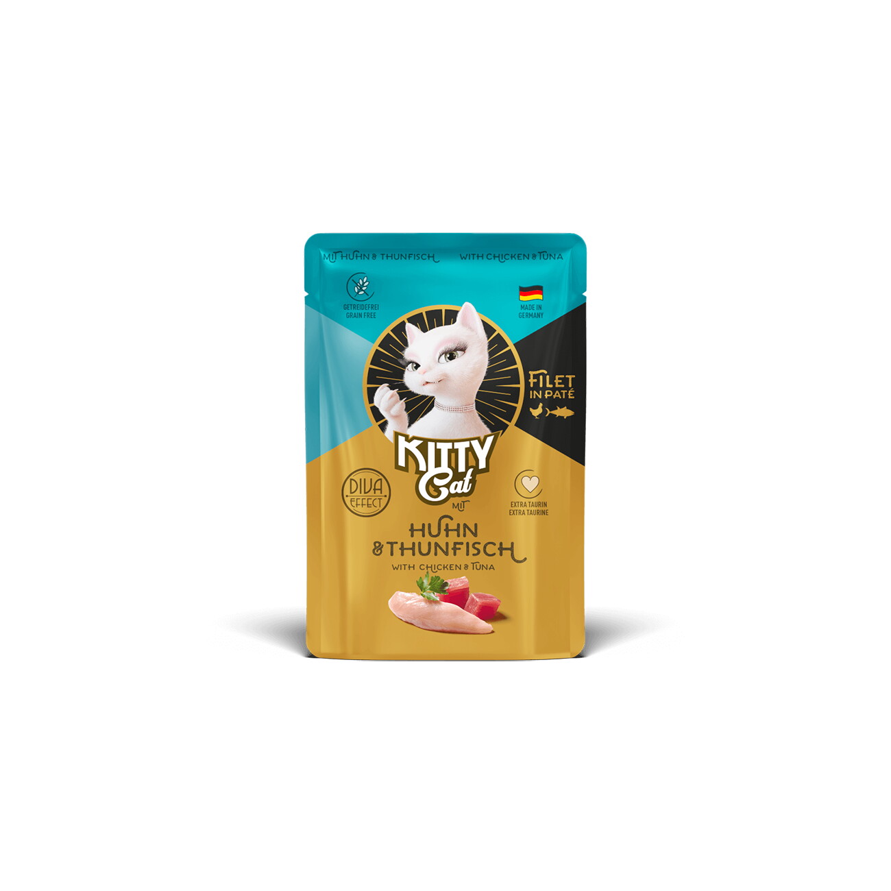KittyCat Nassfutter Katze, Adult, Filet in Paté Huhn und Thunfisch 6x85 g