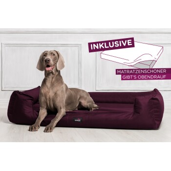 ® GOOFY - Orthopädisches Hundebett aus Polyester inkl. Matratzenschoner bordeaux 1,3 m, 25 cm, 1 m