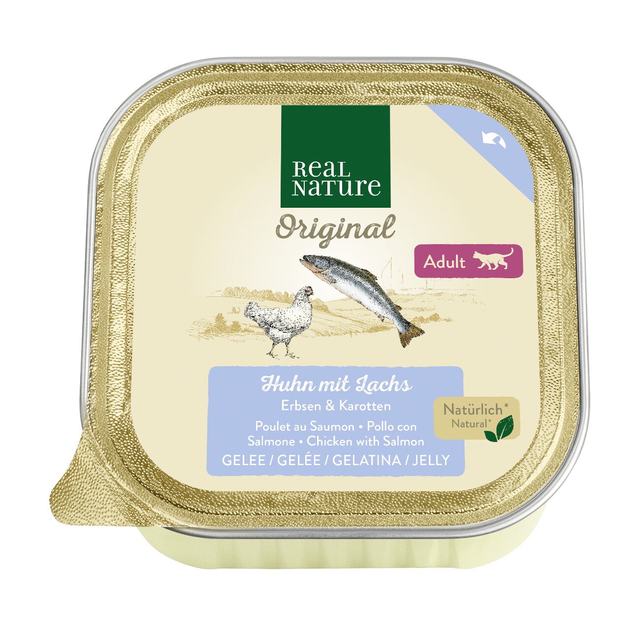 REAL NATURE Original Wet Food for Cats Adult, Chicken with salmon 100 g