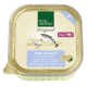 Verpackung von Real Nature Original Haustierfutter mit "Huhn mit Lachs," mit Erbsen und Karotten, gekennzeichnet für erwachsene Katzen.
