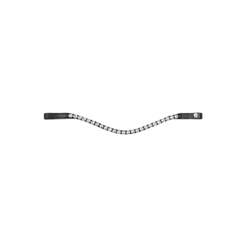 Schwarzes Haustierhalsband, verziert mit funkelnden Strasssteinen, mit einem eleganten Design und einem kleinen Logoanhänger an einem Ende.