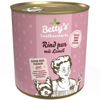 Betty’s Landhausküche Rind pur mit Leinöl 6 x 800g für Hund