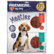 Value pack of dog treats labeled "Meaties" featuring beef and duck flavors, with 95% meat content.