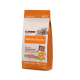 Sac de nourriture pour chiens Nature's Variety (Mini Adult) poisson désossé au saumon, sans céréales, 7 kg, emballage orange et beige.