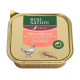 Real Nature Hundefutter "Huhn mit Garnelen" mit Illustrationen von Huhn und Garnelen, in Deutsch und Französisch.