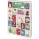 Kartonowy kalendarz adwentowy MultiFit z napisem „Merry Christmas” na środku, ilustrowanymi, ponumerowanymi drzwiczkami przedstawiającymi zwierzęta, prezenty i ozdoby.