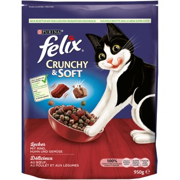 Felix Crunchy+Soft 4x950g Rind, Huhn und Gemüsezugabe