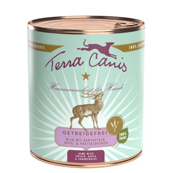 Terra Canis Getreidefrei Adult 6x800g Wild mit Kartoffeln, Apfel & Preiselbeeren
