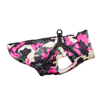 NICK Winterjacke mit integriertem Geschirr dunkelblau XS grau/ rosa M