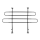 Schwarzes Metallhaustiergitter mit drei horizontalen Stangen und verstellbarer Höhe, entworfen, um Haustiere in einem bestimmten Bereich zu halten.