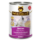 Une boîte de nourriture pour chiens Wolfsblut VetLine Renal présentant un logo de loup hurlant, étiquetée "Huhn mit Süßkartoffeln" et "Unterstützt die Nierenfunktion."