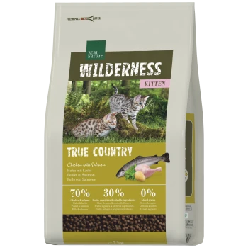 Real Nature WILDERNESS Kitten food bag True Country with two spotted kittens, fish and chicken, 70% 30% 0%