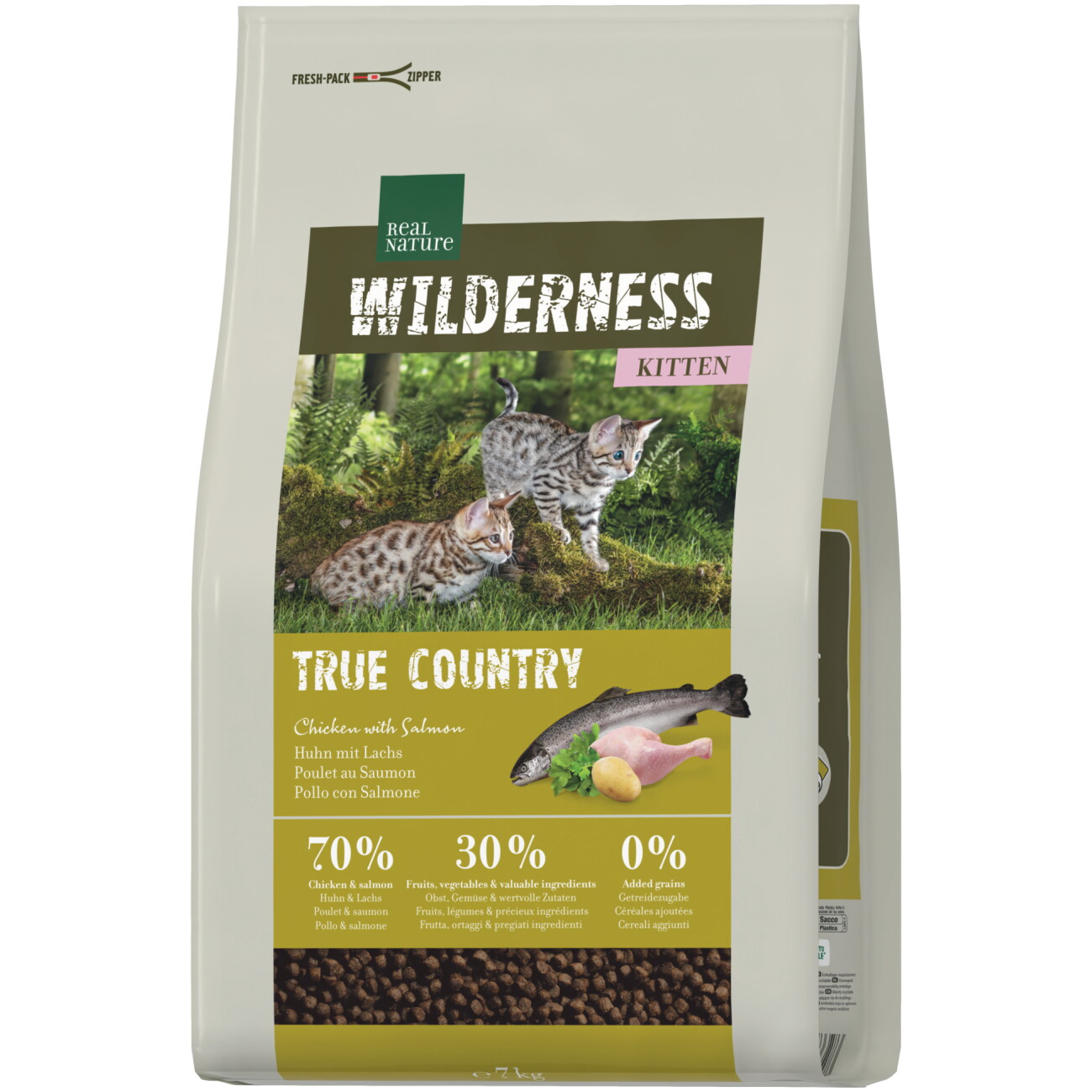 REAL NATURE WILDERNESS Trockenfutter Katze, Kitten, True Country, Huhn mit Fisch 2x7 kg