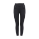 Schwarze Leggings mit hohem Bund, mit zwei Fronttaschen und subtiler Markenkennzeichnung an der Seite.