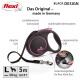 Flexi ausziehbare Hundeleine im schwarzen Design mit pinken Akzenten, mit ergonomischem Griff, robustem Riemen und einer maximalen Tragfähigkeit von 50 kg.