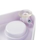 Close-up of a white plastic pet product featuring a suction cup and a circular base, designed for secure attachment.