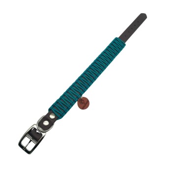 Hundehalsband "Meergeflüster" aus Biothane mit Paracord dunkles türkis L