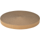 Grattoir à chat en carton rond avec une surface texturée, idéal pour gratter et jouer.