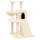 Ein beiger Katzenbaum mit mehreren Ebenen, einer gemütlichen schalenförmigen Plattform, einem Versteck und einer Rampe für einfachen Zugang.