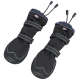 Schwarze Hundeschuhe mit verstellbaren Riemen und Gummisohlen, die für den Außenschutz konzipiert sind.